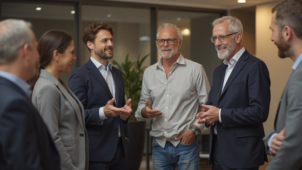 Groep professionals die zelfverzekerd Nederlands spreken in een modern kantoor