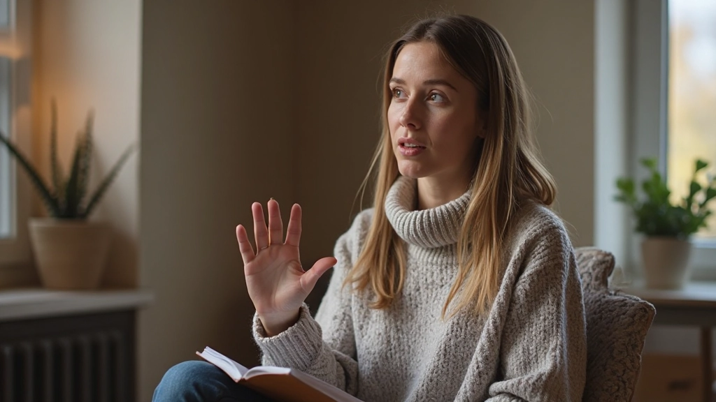 Persoon die Nederlands woorden hardop oefent met notities, zelfverzekerd en gefocust